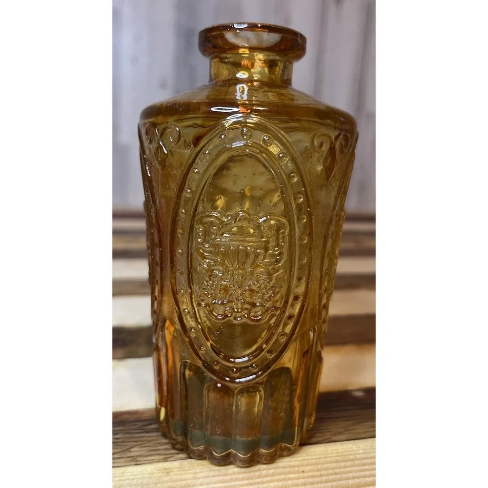 Vintage Amber Glass Bud Vase 5 Inches Tall